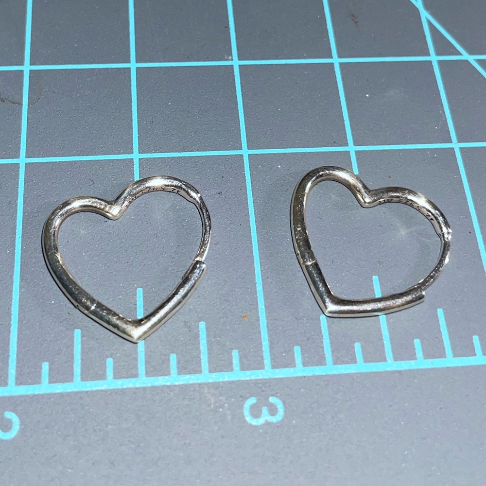 Pandora Sterling Silver Asymmetrical Heart Hoop Earrings.